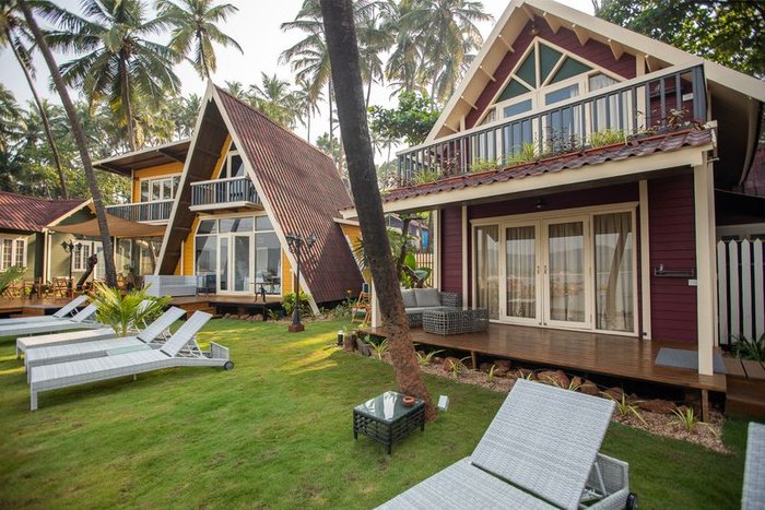 Rustic log cabin in vineyard