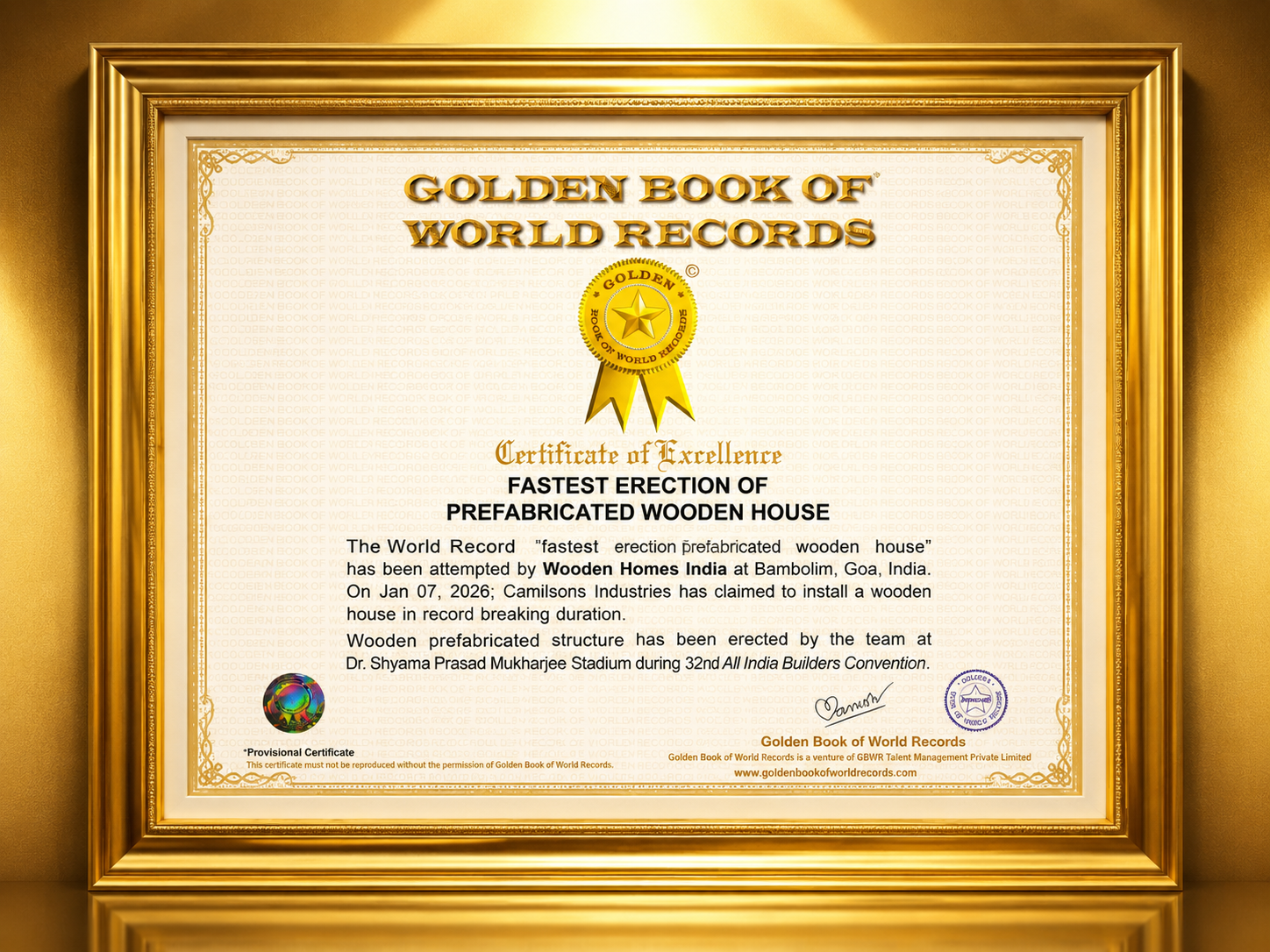 Golden Book of World Records — Fastest Prefabricated Wooden House